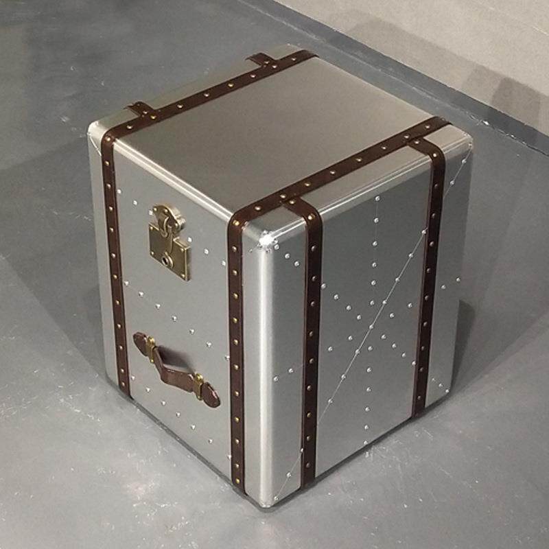 个性角几工业风loft铝皮铆钉复古创意时尚音乐酒吧健身房双抽边几