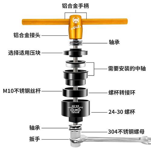 MUQZI山地公路自行车压入式中轴BB86/30/92/PF30静力安装拆卸工具