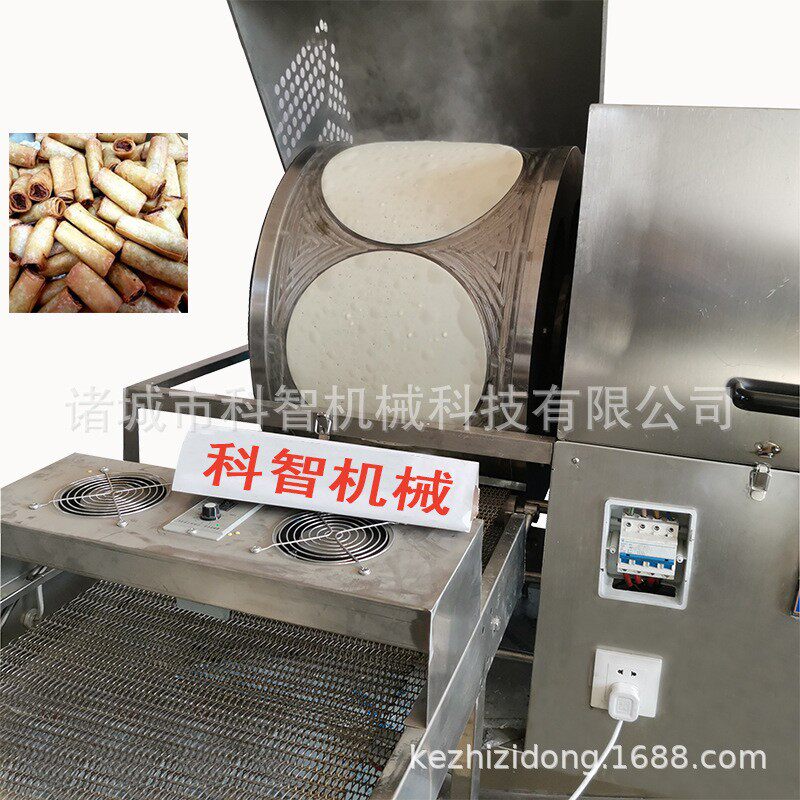 生产6寸网红榴莲千层蛋皮机全自动春卷皮的机器烤鸭饼机