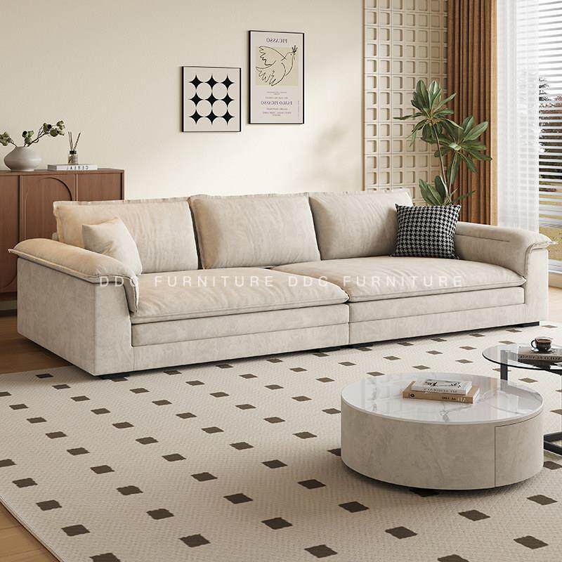 DDC意式极简直排猫抓绒布沙发组合现代简约小户型棉麻布艺沙发