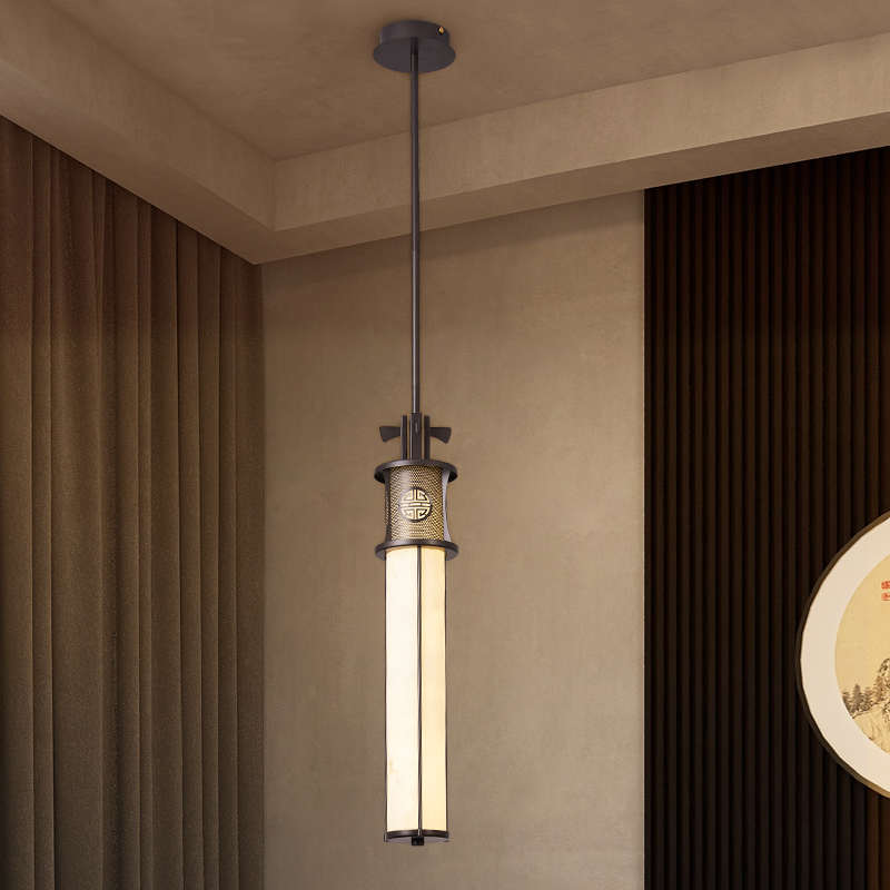 新中式云石壁灯酒店大堂过道灯宴会厅别墅客厅背景墙长条壁挂灯具