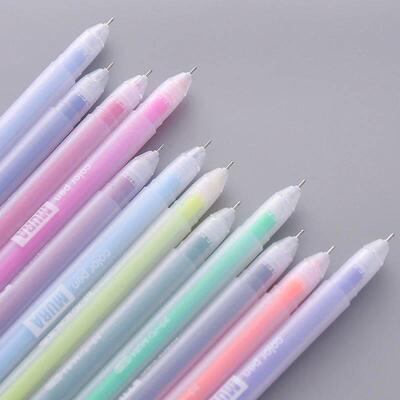12 PCS Colored gel pens set Kawaii blue 0.5 mm ballpoint pen
