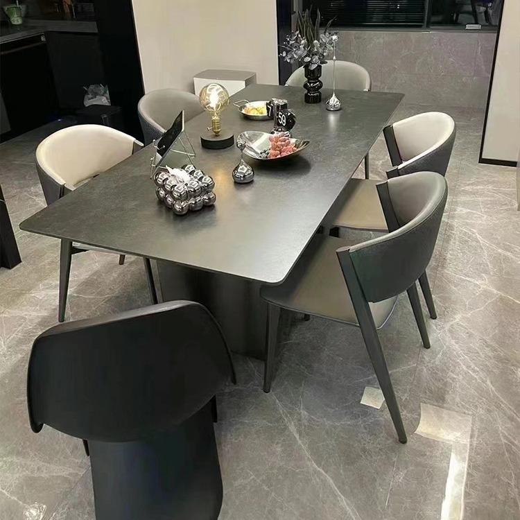 意式轻奢岩板餐桌现88528简约小代户家计用长方形餐桌设师餐桌椅