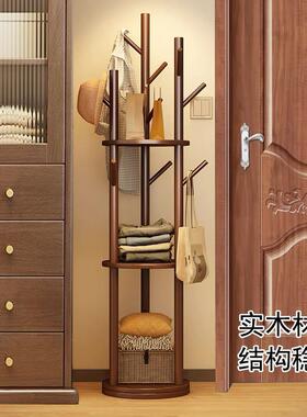 实木挂衣架旋转衣帽架落地卧室家用入户客厅挂包架立式小型置物架