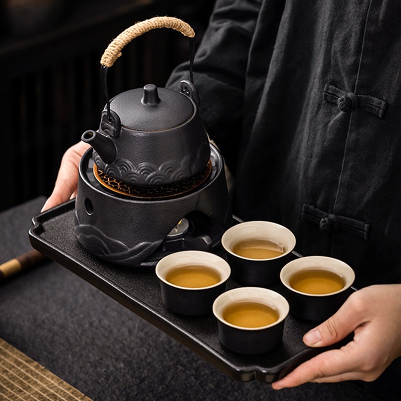 温茶炉功夫温茶器黑陶茶具套装陶瓷茶盘家用蜡烛底座保温围炉煮茶