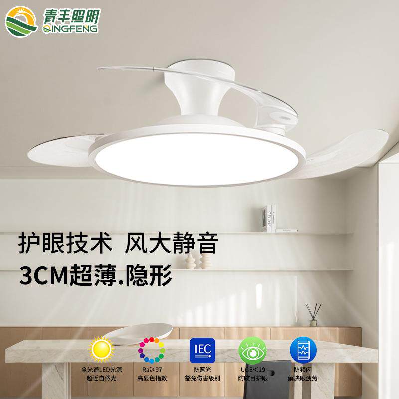 吸顶风扇灯一体超薄2025新款智能吊扇灯卧室餐厅电扇灯中山灯具