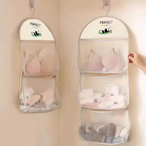 A hanging organizer for socks, perfect for dormitory wardrob