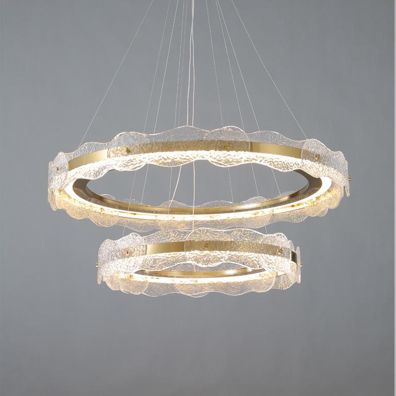 楼梯吊灯水波纹客厅灯具高级感卧室餐厅长条吊灯led中山家装灯饰