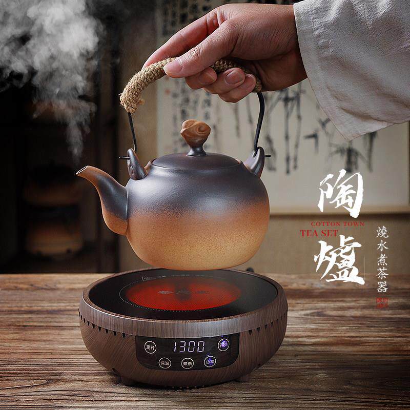 煮茶炉家用陶瓷防烫麻绳侧把烧水壶泡茶壶电陶炉煮茶器套装可明火