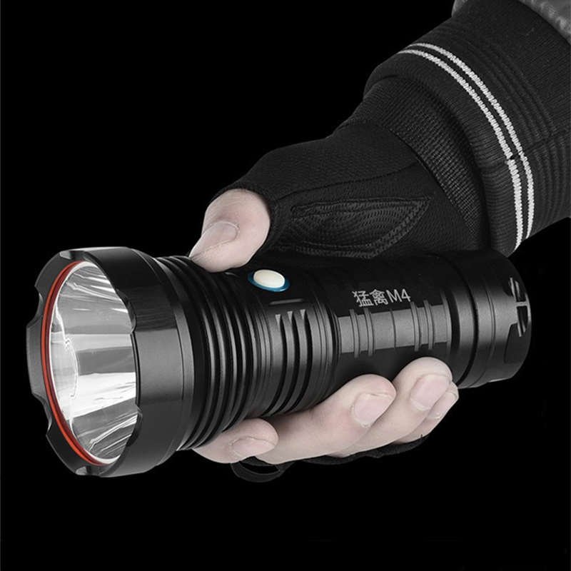 露营探险徒步T40强光手电筒大功率超亮远射USB充电家用户外探照灯