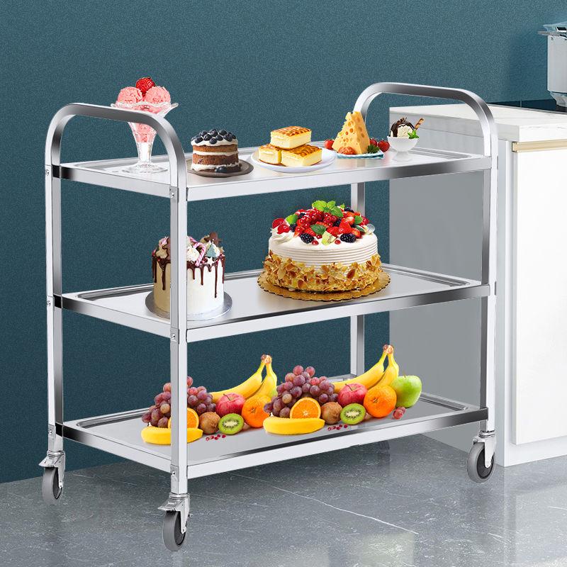 不锈钢餐车摆摊小推车收餐车收碗车双层送餐酒水车车多功能