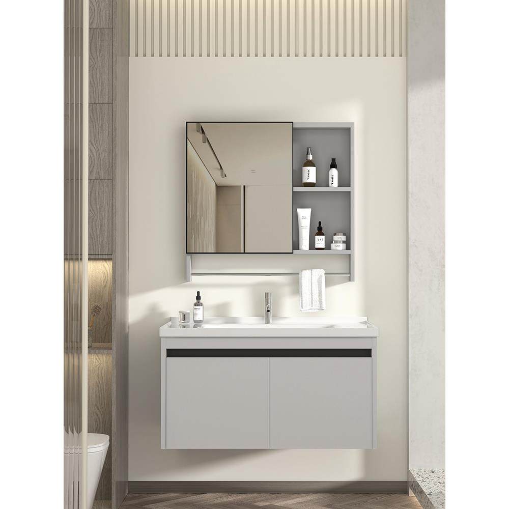 加厚铝合金浴室柜卫生间洗脸盆柜组合洗手池岩板洗漱台陶瓷一体盆