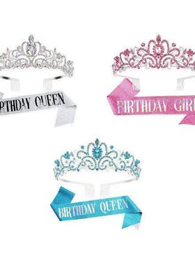 Birthday Tiara Set Beautiful Party Supplies Shiny Letter