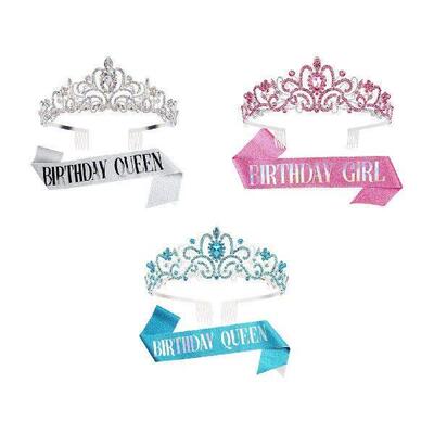 Birthday Tiara Set Beautiful Party Supplies Shiny Letter