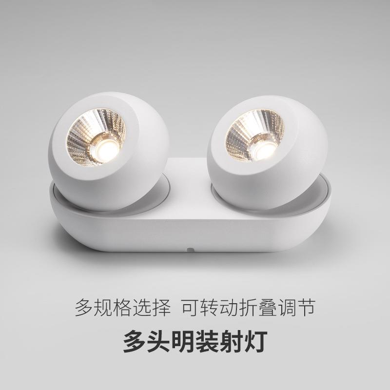 明装四头斗胆射灯led两头吸顶灯新无主照明客厅过道洗墙筒灯4500k