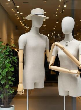 服装店竹节麻模特道具女半身人偶婚纱假人全身模特人台橱窗展示架