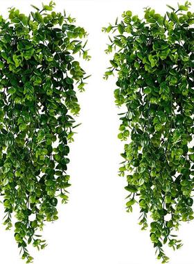 2PCS Artificial Hanging Plants Faux Eucalyptus Leaf Greenery
