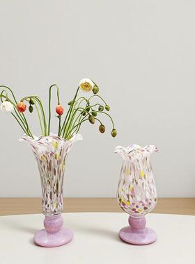 欧式高档家居摆件粉色花瓶复古风灯花瓶客厅装饰花瓶餐桌水培花器