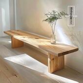 斯堪 纳维亚实木长凳家庭小公寓设计师自然边长凳休闲凳子现代简