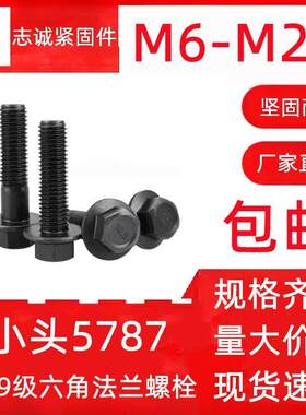 10.9级外六角法兰面螺栓GB5787带垫汽车螺丝Q184小头半全牙螺丝