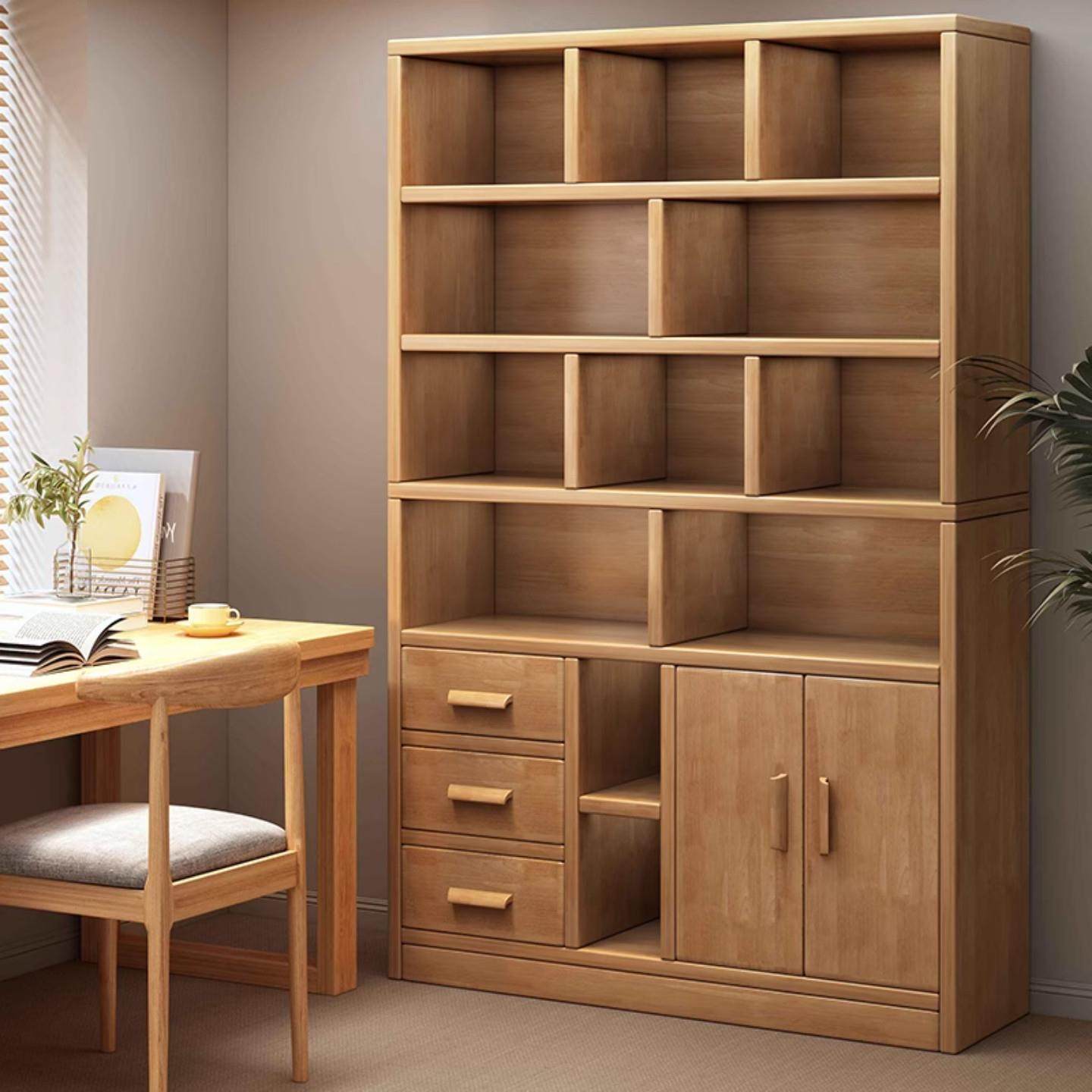 书架落地置物架实木书柜学生家用收纳柜储物柜一体客厅沙发边柜子,住宅家具,书架,淘宝优惠券,粉丝福利购,淘宝优惠卷