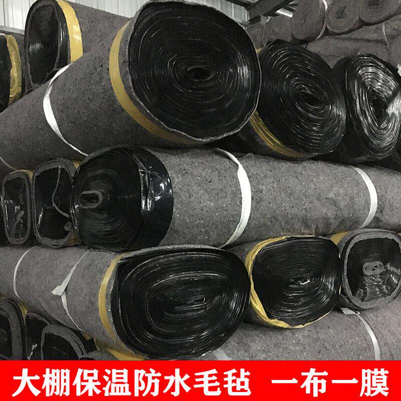 大棚保温防水毛毡工程土工布防渗养殖防寒防雨毛毡布屋顶一布一膜