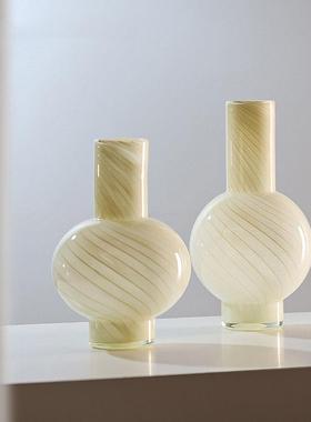 大秀家居黄色条纹葫芦水培玻璃花瓶摆件家居软装样板间装饰花器