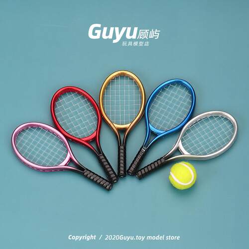 迷你仿真网球拍运动用品过家家摆件模型娃娃屋场景配件微缩玩具球