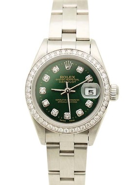 绿盘[9.8新]劳力士女装日志型79160后镶钻自动机械女表