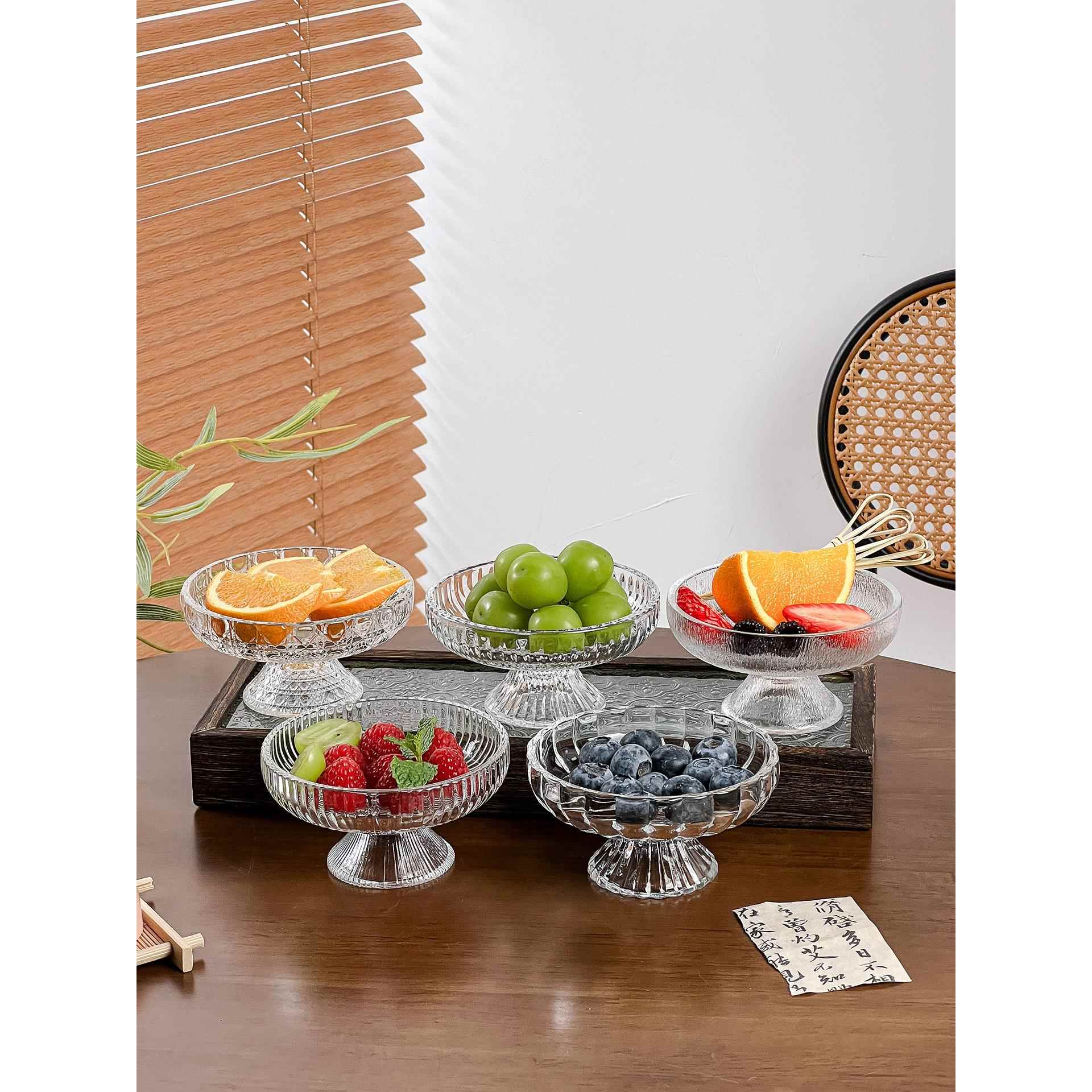 高颜值水果盘小精致浮雕茶点碟高脚盘糖果零食盘果盘创意甜点盘子