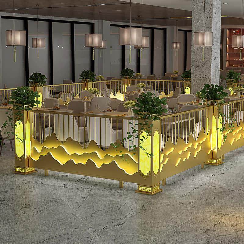 铁艺装饰花架餐饮厅酒吧火锅店灯光矮隔断卡座格栅屏风围护栏绿植