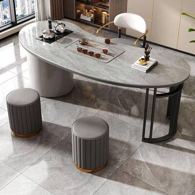 亮一光岩XNC板茶桌意式奢茶烧水泡茶体网红茶轻桌椅台组合会客茶