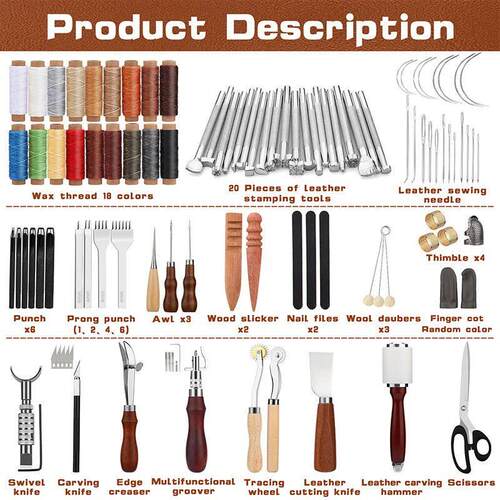 KRABALL Leather Working Kit Craft Tools Supplies With