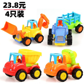 儿童农用拖拉机玩具车惯性，挖土机男孩挖掘机，推土机工程小汽车套装