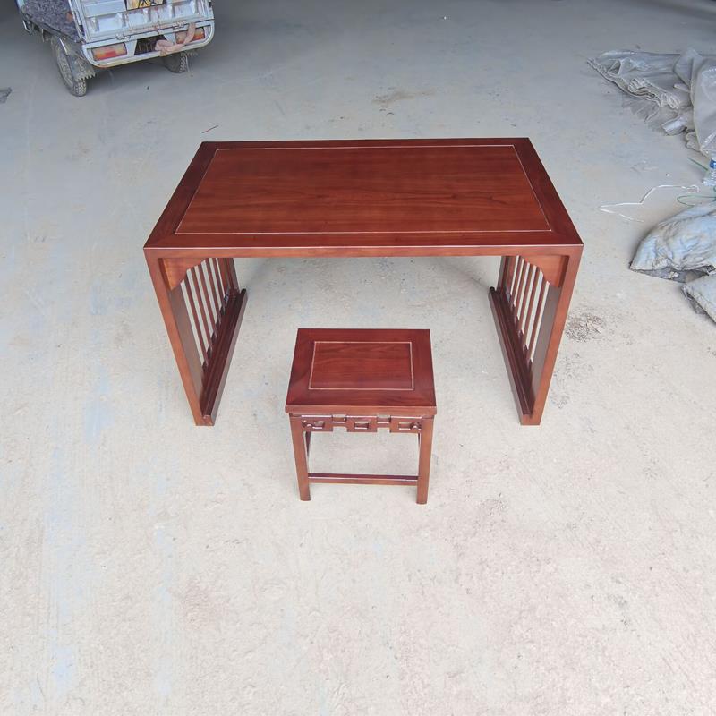 需定制新中式简约书法桌学生课桌椅培训桌辅导班实木国学桌书法练