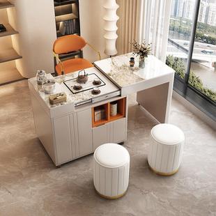 阳台茶桌椅小茶台可移动伸缩多功能茶车客厅家用小户型岩板泡茶桌