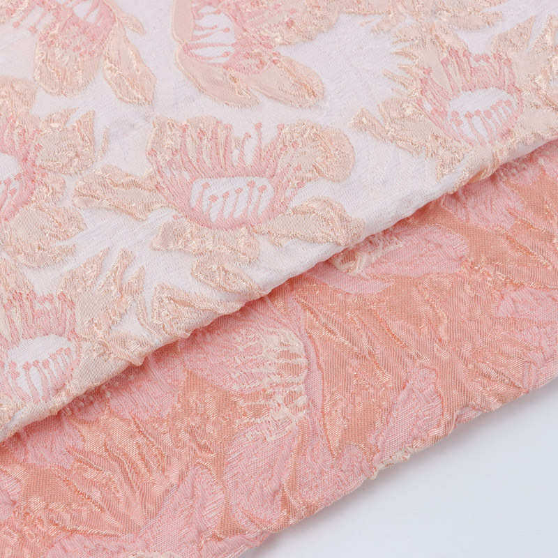 粉色木棉花朵提花面料 色织浮雕面料挺括时装蓬蓬裙箱包时装布料,纺织面料/辅料/配套,服装花边,淘宝优惠券,粉丝福利购,淘宝优惠卷