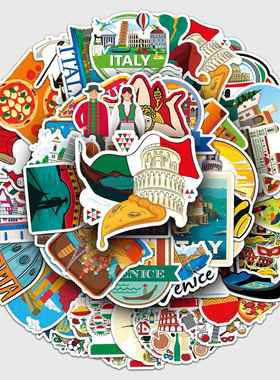 50张意大利跨境户外Italy风景旅行创意装饰水杯手机壳行李箱贴纸