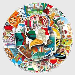 50张意大利跨境户外Italy风景旅行创意装 饰水杯手机壳行李箱贴纸