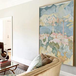 斯皮罗斯地北欧地中海风ins建筑挂画奶油系沙发背景墙落地装 饰画