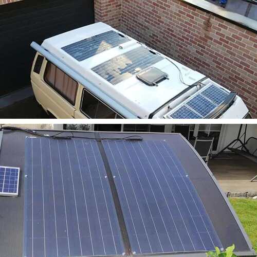 黑色太阳能半柔性板110w220w300w360w车顶船顶太阳能电池发电板