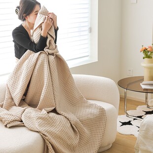 薄被子川SRU单双人纯棉夫盖毯空调 日織西棉华全格盖毯毛巾被夏季