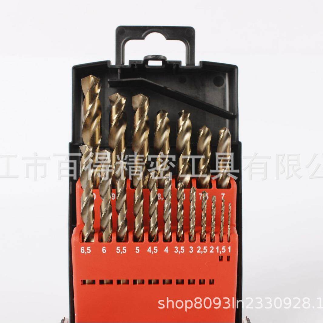 玫瑰盒组套麻花钻头19支套含钴M35钻不锈钢直柄麻花钻套装高速钢