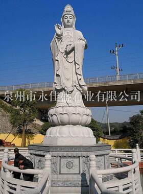 厂家直供大型天然石材滴水观音佛像景点人物雕像室外摆件