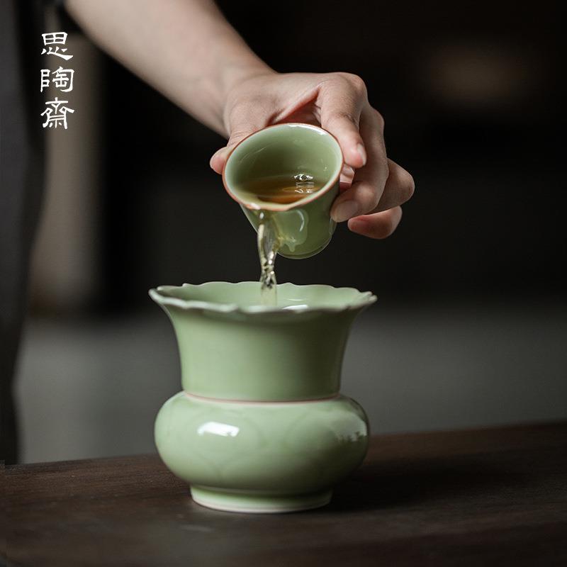 秘色釉陶瓷茶洗家用茶渣缸分离建水水洗水盂笔洗功夫茶具配件