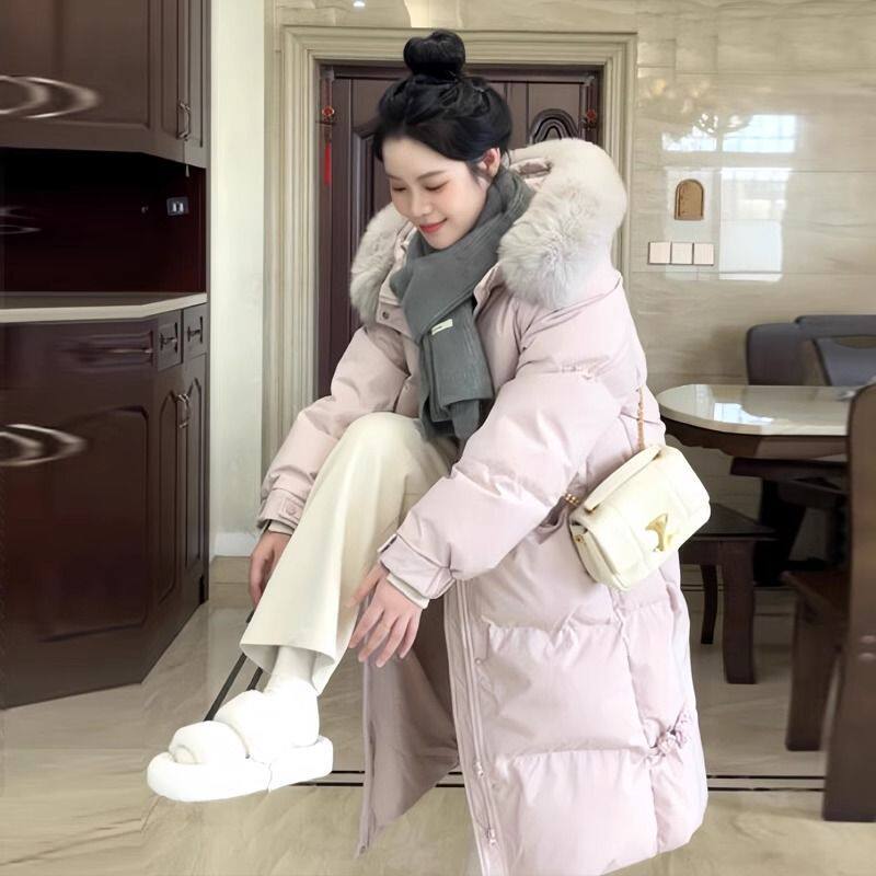 中长款羽绒棉服女2025冬新款超好看韩系加厚棉袄大毛领棉衣外套潮
