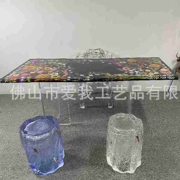 真花树脂桌大班茶台佛山办公桌高档大板桌精品厂家树脂桌源头