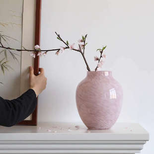 客厅特别高档好看水培花瓶粉插花玻璃瓶轻bestwest摆件的浅中古奢