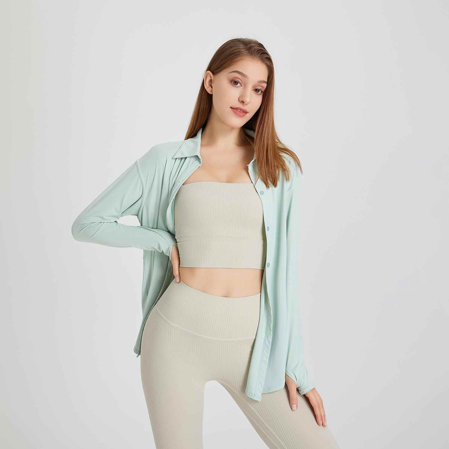 fitness wear womens Cool long-sleeved shirt top long blouse