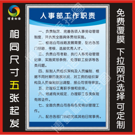 人事部工作职责 企业工厂车间标语警提指告示牌海报规章制度牌